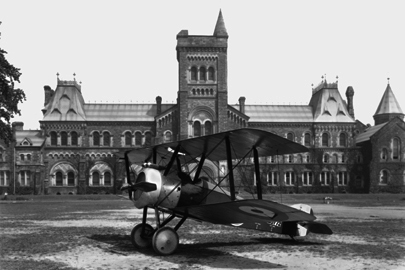  Photograph of airplane in front of University College [1918?], A1965-0004 