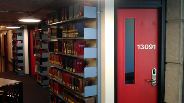 image of Robarts library stacks with carrel door 13091 showingel door