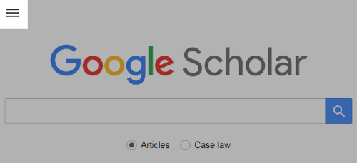 screenshot of google scholar with the hamburger menu highlighted