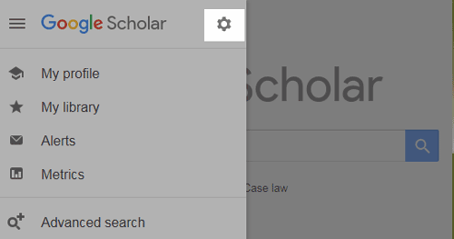 cog icon in the Google Scholar menu