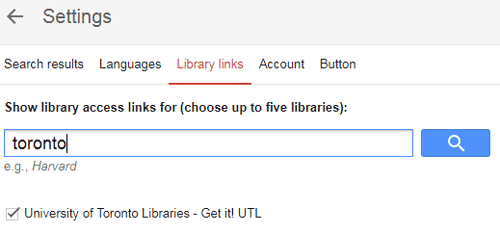 library links with toronto in the search box