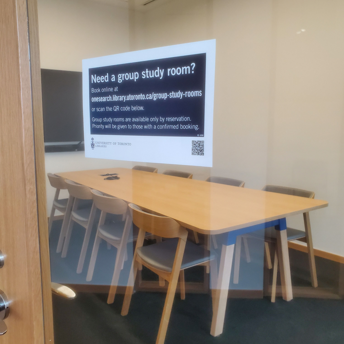 image of the door of a group study room